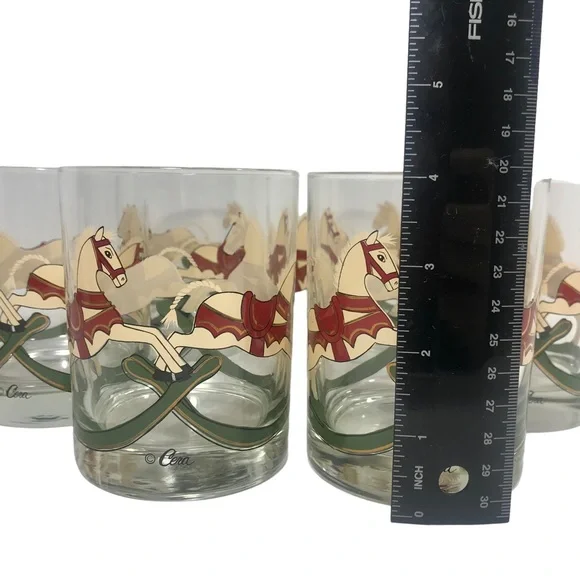 CERA Vintage Carousel Rocking Horse Set of 6 Old Fashioned Rocks Glasses Barware - Picture 4 of 9